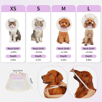 Soft Dog Cone Collar to Stop Licking-Adjustable Comfortable Mesh Recovery Collars After Surgery for Small Miniature Dogs, Alternative to Plastic Elizabethan Collar for Neuter Incision Care (Purple,M)