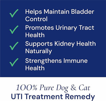Cat & Dog UTI Treatment - UTI Medicine & Urinary Tract Infection Treatment for Pets - Kidney Support - Bladder Control for Dogs Incontinence - Cat UTI Remedy - Cranberry Supplement - US Made - 2fl.oz