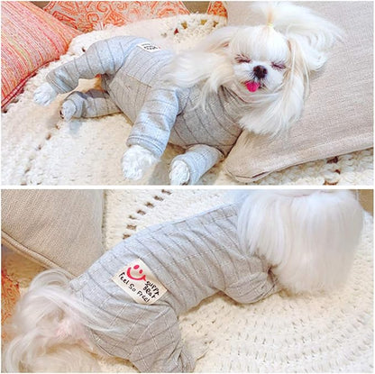 Recovery Suit for Dog After Surgery Cut Pet Recovery Shirt Dog Abdominal Wounds Bandages,Wound Protective Full Coverage Dog's Bodysuit for surgery Female Dog Prevent Licking(RSS08-Fgrey-S+)