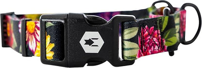 Wolfgang Heavy Duty Martingale Dog Collar with Quick Release Nylon Buckle for Walking & Training, DarkFloral Print, Extra Large