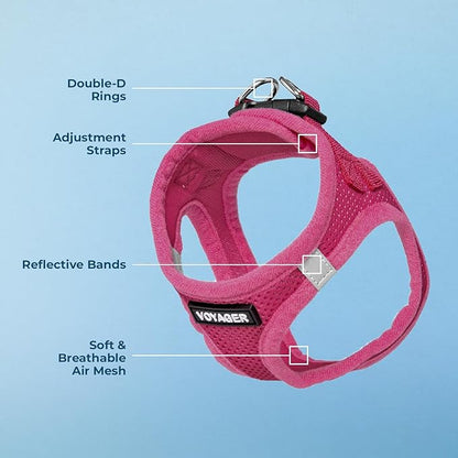 Best Pet Supplies Voyager Step-in Air Harness - All Weather Mesh, Reflective, No Pull Harness for Dogs, Cats - Secure with Hook & Loop Fastener, Buckle, Double D-Rings - Fuchsia, XS