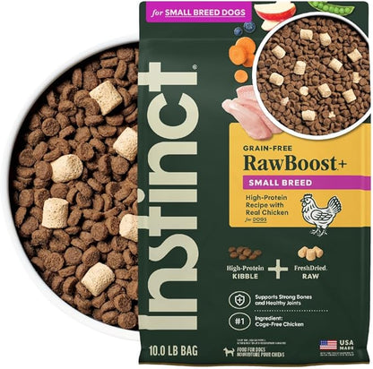 Instinct RawBoost Small Breed, Natural Dry Dog Food with FreshDried Raw, High Protein, Grain-Free Recipe - Real Chicken, 10 lb. Bag
