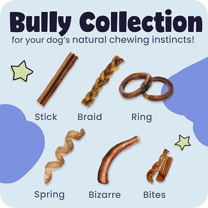 Pawstruck Natural 12" Braided Bully Sticks for Dogs – Tough, Long-Lasting, Rawhide-Free, Low-Odor, Single Ingredient Chew Treat for Aggressive Chewers – 5 Count – Packaging May Vary