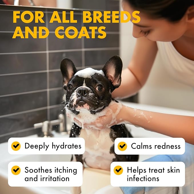LEGITPET Oatmeal Dog Shampoo & Conditioner Itch & Allergy Relief with Honey & Aloe Hypoallergenic Gentle Calming Formula for Sensitive Skin & Dandruff Safe for Puppies Best for All Breeds 2 x 16oz