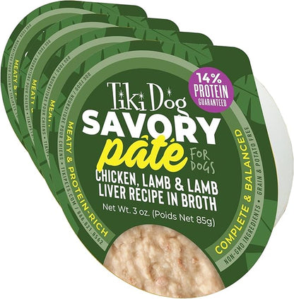 Tiki Dog Pate Wet Dog Food, Chicken, Lamb & Lamb Liver, 3 oz. Cup (4 Count) (Pack of 4)