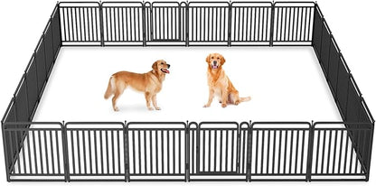 New Thickened Version Dog Playpen, 32 Inch Dog Fences for The Yard, Portable Outdoor Dog Playpen for Large/Medium/Small Dogs, Foldable Metal Dog playpen, with Doors (24 Panels, 32 Inch)