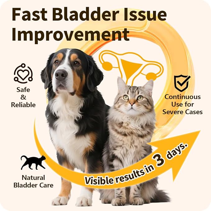 Bladder Supports Chews for Urinary Tract Health, Infection Treatments, Bladder Health, Dog UTI, Bladder Stones, Incontinence Support, Urinary Pain Relief for Cat & Dog 10 Chews (1 Bottle)