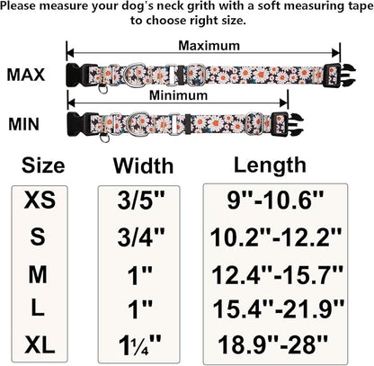 Martingale Collar for Dogs Flower Dog Collars with Quick Release Buckle Adjustable Nylon Soft Dog Collar for Large Dogs, Daisy