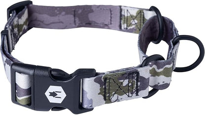 Wolfgang Heavy Duty Martingale Dog Collar with Quick Release Nylon Buckle for Walking & Training, Hideout Print, X-Large