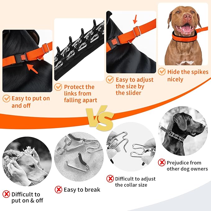 Mayerzon Martingale No Pull Collar for Medium Large Dogs, Patented Anti Pull Dog Collar with Buckle for Walking Training, with Neoprene Padding and Reflective Stitching, Adjustable(Sunset Orange, M)