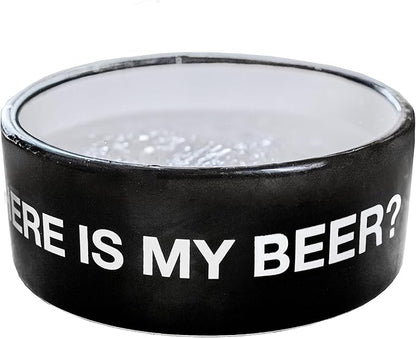 Fisura Ceramic Dog Bowl – Original Black Pet Dish Where is My Beer? – 25 oz Capacity for Small, Medium & Large Dogs – Food & Water Bowl, 6.3 x 6.3 x 2.4 in