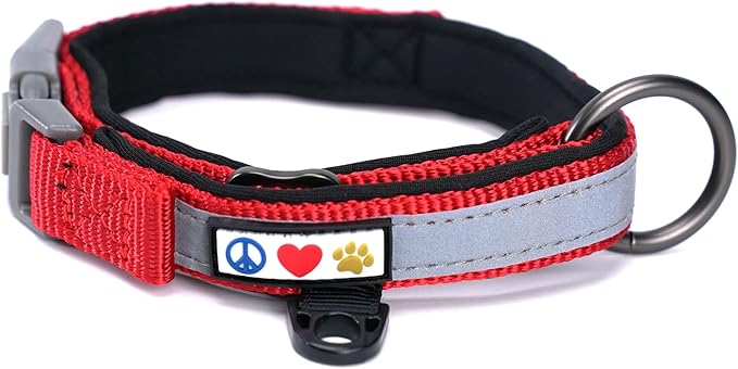 Pawtitas Lumberjack Padded Martingale Collar for Dogs | Soft Neoprene Dog Collar for Your pet's Comfort Made with Reflective Band for Maximum Visibility | Fits Small and Large Pets - XXS Red