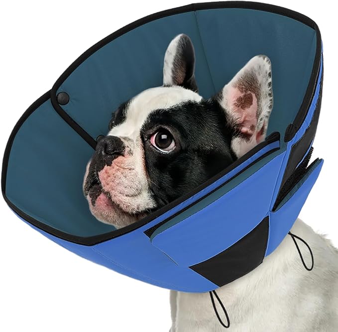 Queenmore Dog Cones for Small Dogs, Soft Dog Cone After Surgery, Adjustable Comfy Cones for Dogs, Comfortable Pet Cone After Surgery for Wound Healing, Blue S