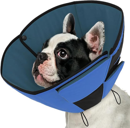 Queenmore Dog Cones for Small Dogs, Soft Dog Cone After Surgery, Adjustable Comfy Cones for Dogs, Comfortable Pet Cone After Surgery for Wound Healing, Blue S