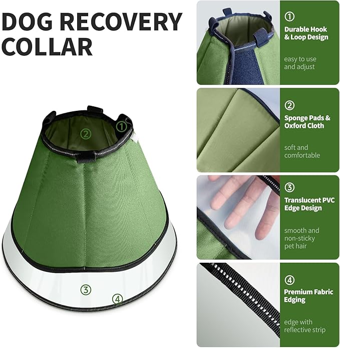 Soft Dog Cone Collar for Large Medium Dogs After Surgery, Cone for Dogs to Stop Licking, Adjustable Dog Recovery Lightweight Elizabethan Collar (XL)