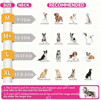 2-in-1 Soft Inflatable Dog Cone Collar Alternative with Enhanced Anti-Licking Guard Shield, Dog Collar After Surgery, Adjustable Recovery Cones for Large Medium Small Dogs and Cats(Pink, M+)