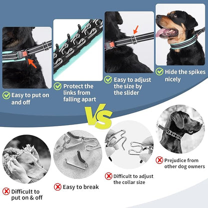 Mayerzon Martingale No Pull Collar for Small Medium Dogs, Patented Anti Pull Dog Collar with Buckle for Walking Training, with Neoprene Padding and Reflective Stitching, Adjustable(Teal Trim, S)