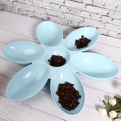 Cat Water Bowl Multiple Case Food Feeder Water Feeding Bowl Six Petals Plastic Feeder Puppy Food Feeder Dispenser Bowl for Cats Dogs(blue)