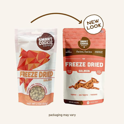 Smart Cookie Freeze Dried Salmon Bites - Single Ingredient Freeze Dried Treats for Dogs - Wild Caught Alaskan Salmon Dog Training Treats & Dog Food Topper - Made in USA - 2oz Bag, 1 Pack