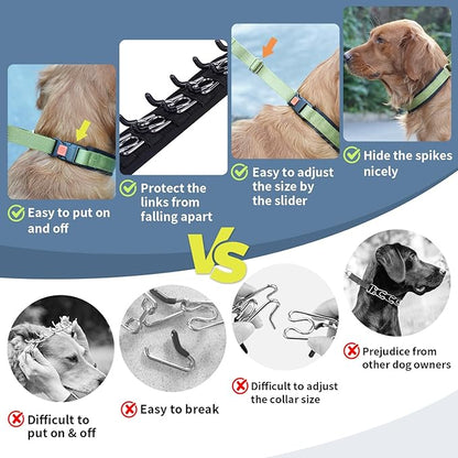 Mayerzon No Pull Dog Collar, Patented Martingale Collar for Small Medium Large Dogs with Buckle and Heavy Duty Nylon for Walking Training Hunting, Safe and Easy to Use(S, Green)
