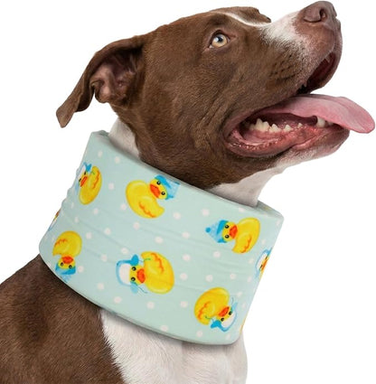LovinPet Dog Recovery Collar, Adjustable Soft Cone for Medium & Large Dogs, Post-Surgery Comfort & Lick Prevention, Ducks with Hats Print,Blue