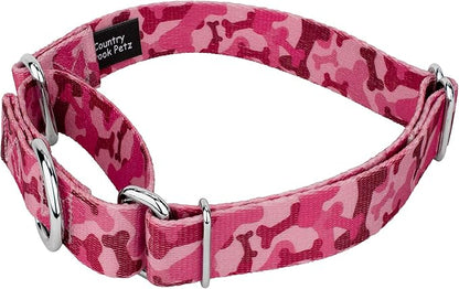 Country Brook Petz - Pink Bone Camo Martingale Dog Collar and Leash - Camouflage Collection Featuring Rugged Designs (1 Inch, Extra Large)