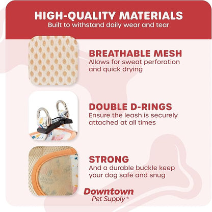 Downtown Pet Supply Step-in Dog Harness – No Pull, Adjustable Padded Mesh with Reflective Trim, Secure Buckle Strap – Comfortable & Breathable Small Dog Harness, MediumX-Large, Floral