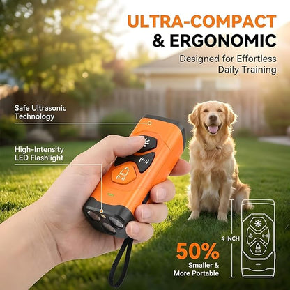 Dog Barking Deterrent Devices with Instant Bark Button - 23ft Range Ultrasonic Anti Barking Device for Dogs - Safe & Humane Rechargeable Behavior Training Tool for Indoor Outdoor Use