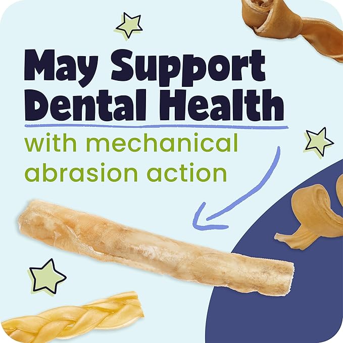Pawstruck Natural Large 12" Beef Collagen Sticks for Dogs – Long-Lasting Rawhide Alternative, High Protein Treats with Chondroitin & Glucosamine – 5 Pack