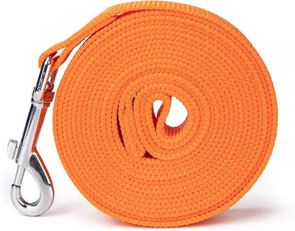 Strong Durable 15ft Nylon Dog Training Leash, 1 Inch Wide Traction Rope, for Small and Medium Dog (Orange, 15 Feet)