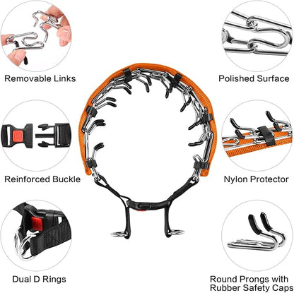 Prong Training Collar with Comfort Tips and Quick Release Snap Buckle - Dog Choke Pinch Collar with Nylon Cover