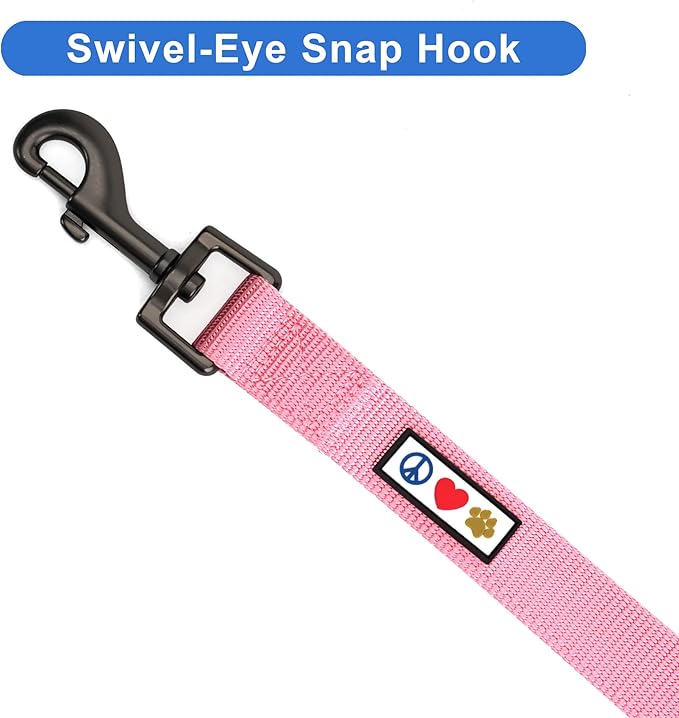 Pawtitas Solid 6 ft Millennial Pink Dog Leash XXS/Cat Custom Name and Phone Embroidery Strong Nylon Leash for Small Breeds