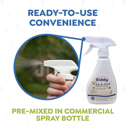 Riddy Flea & Tick Natural Spray for Pets with Essential Oils Safe Non-Hazardous Indoor and Outdoor Control, 8 oz, 1 Pack