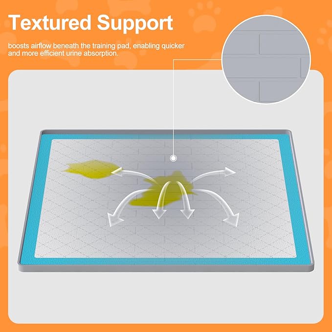 Pee Pad Tray Holder for Dogs,Non-Slip Silicone Dog Puppy Pad Holder,24 x 24 Square Puppy Potty Training Pads,No Spill Raised Lip High Edge,Portable, Leak-Proof Mat Trays for Indoor Floor Protection