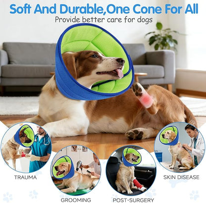 Upgrade Soft Dog Cone Collar, Dog Cone Alternative to Stop Licking After Surgery, Adjustable Comfy Cones for Small/Medium/Large Dogs, Light-Weight Mesh Fabric Elizabethan Collars (S)