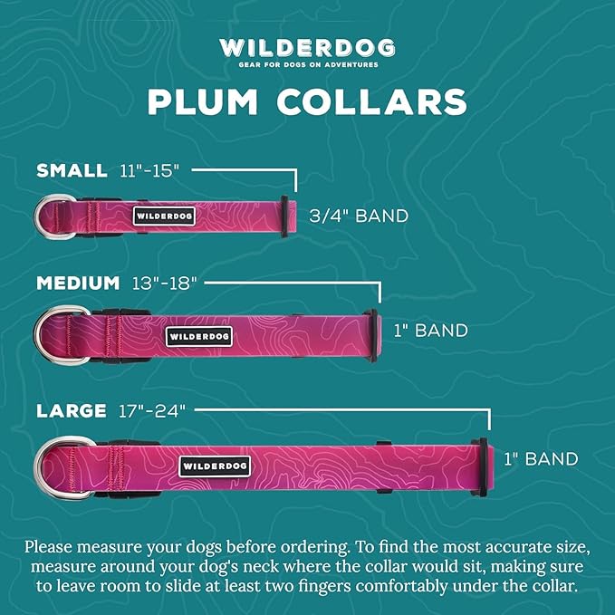Wilderdog Waterproof Dog Collar - Repels Water & Dirt - Large 17"-24" - Plum