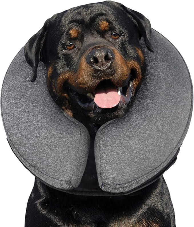 MIDOG Dog Cone - Inflatable Soft Donut Collar Alternative for Dogs After Surgery, Protective Recovery Collar Prevents Licking, Comfortable E-Collar Alternative for Small Medium Large Dogs (Gray, XL)