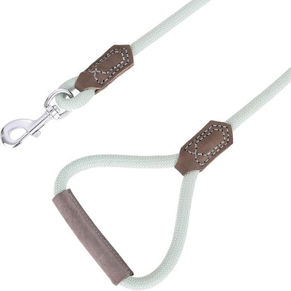 Mile High Life | Premium Leather Dog Leash | Strong Rope Leash | Leather Handle | Zinc Alloy Strong Clasp | Small Medium Large Dogs | 4/5/6 Feet(Green, 48 Inch (Pack of 1))