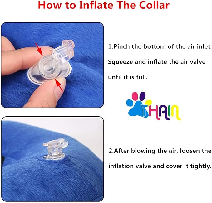 THAIN Soft Dog Recovery Protective Collar After Surgery-Cone Inflatable Collar for Dogs and Cats - Adjustable Washable Elizabethan Collar (S)