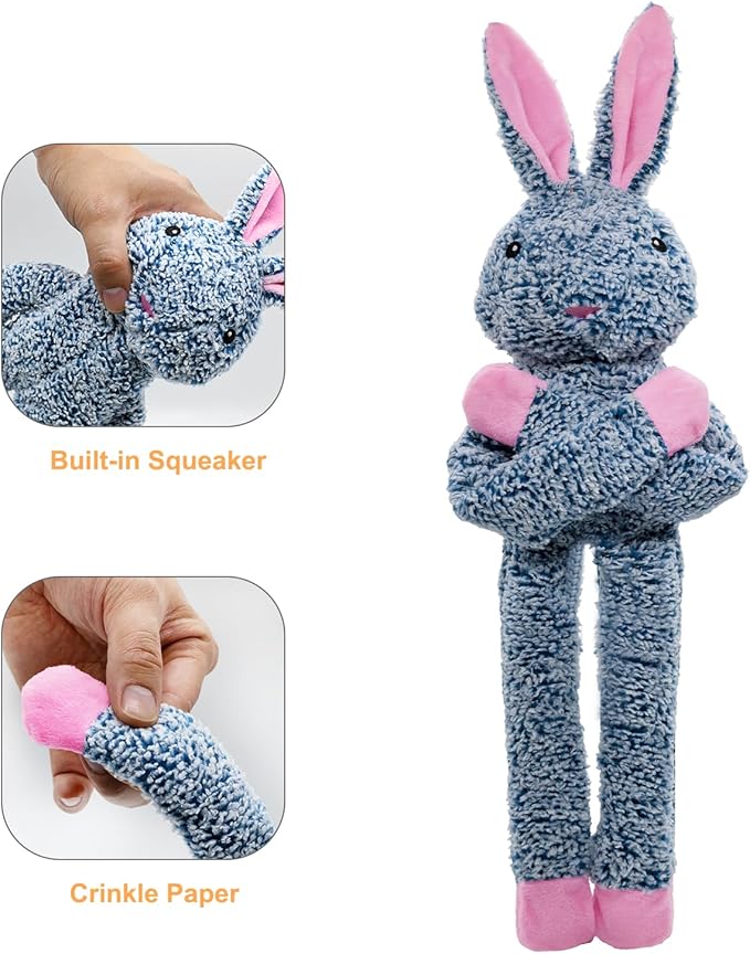 BUYPOW Cattle No Stuffing Dog Toys for Large Dogs, Squeaky Crinkle Interactive Dog Animals, Plush Teething Toys to Keep Them Busy, Cute Funny Dogs Gifts for Small Medium Large Breed
