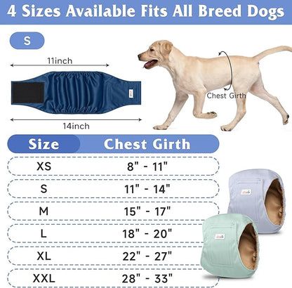 5 Pack Dog Diapers Male Reusable, Premium Belly Bands for Male Dogs, High Absorbing Dog Pee Wraps for Doggie in Incontinence or Excitable Urination and Training Green XXL