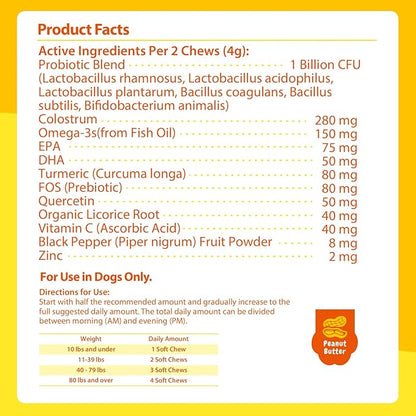 PENPEN Dog Allergy Relief Chews, Dog Itching Skin Relief, Omega 3 for Dogs Itch Supplement, Relieve Seasonal Allergy, Provide Immune Support (Peanut Butter Chews, 180ct)