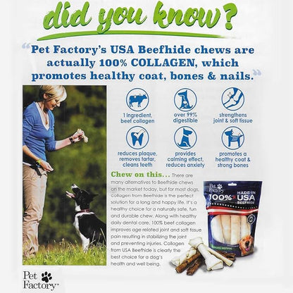 Pet Factory 100% Made in USA Beefhide Chips Dog Chew Treats - Beef & Chicken Flavor, 8 oz