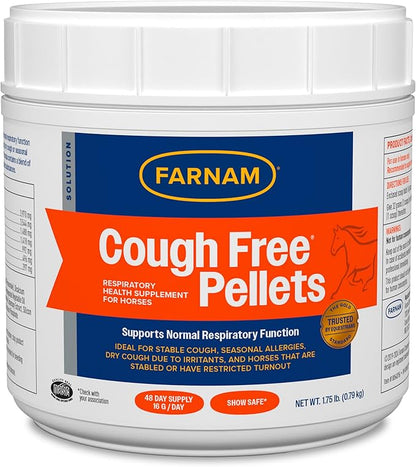 Farnam Cough Free Horse Supplement Pellets, Respiratory Support for Seasonal Allergies, Stable Cough, Lung Support Supplement, Show Safe, Herbal Formula, 2.5 lbs, 70-Day Supply