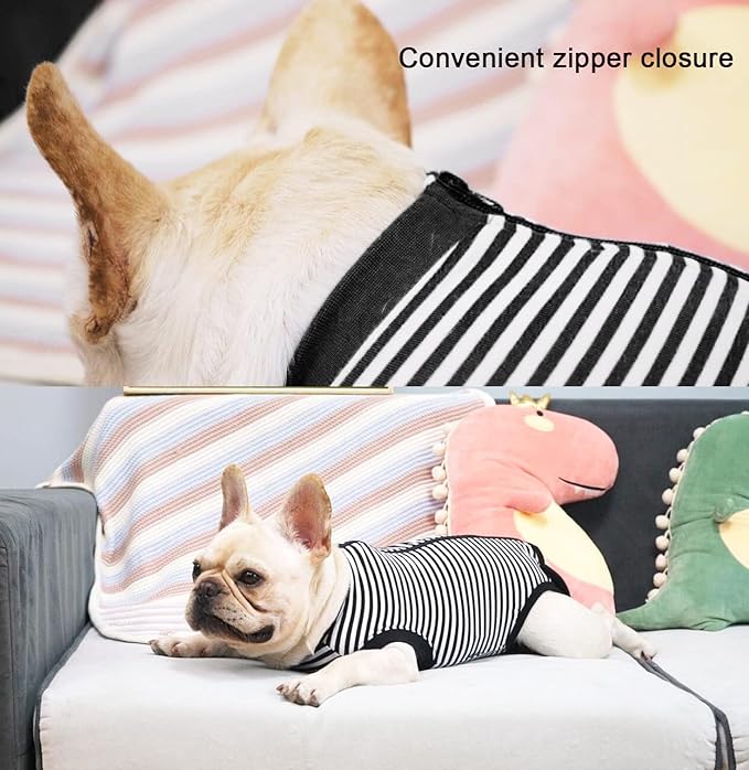 Dogs Cats Recovery Suit After Surgery Professional Pet Recovery Shirts Dog Abdominal Wounds Bandages Black-White M