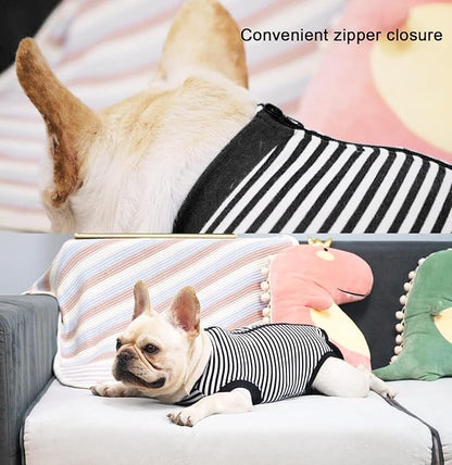 Dogs Cats Recovery Suit After Surgery Professional Pet Recovery Shirts Dog Abdominal Wounds Bandages Black-White 3XL