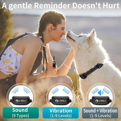 PaiPaitek No Shock Dog Training Collar with Remote 3300ft Range, Strong Vibrating Dog Collar Beep and Vibrate Only, Waterproof & Rechargeable Vibration Collar for Small Medium Large Dogs - No Prongs