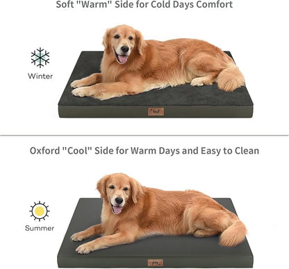 Plush Orthopedic Dog Bed for Medium Dogs & Puppies, Waterproof Dog Beds 29x18 Inch with Removable Washable Cover, Egg Crate Foam Flat Pet Mat, Coffee