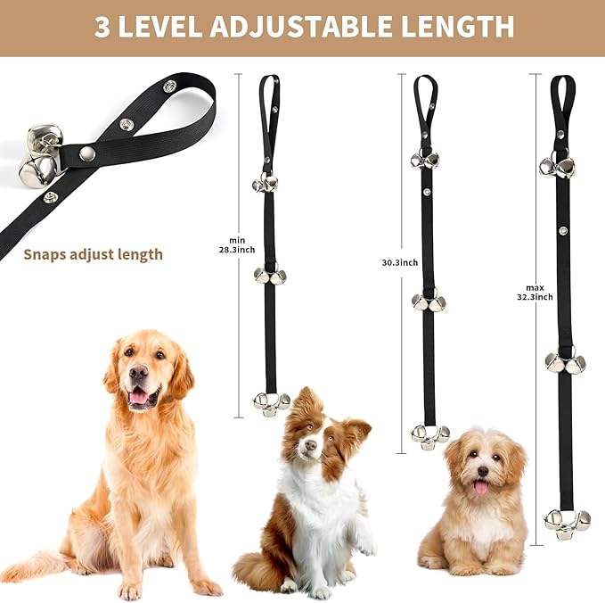 Pack of 2 Upgraded Puppy Bells Doorbells for Door Knob, Dog Bells for Potty Training-Louder Jingle, Bigger Bells for Puppies Pep Doggy Canine Pooch Pet Hound Cat, Cool Unique Gift for Dog Lover