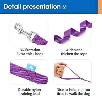 BAAPET 15/20/30/50/100 ft Long Dog Training Leash with Clickers for Small, Medium and Large Dogs or Cats (100 Feet, Purple)